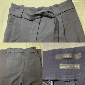 Navy paper bag trouser by SET sz 4